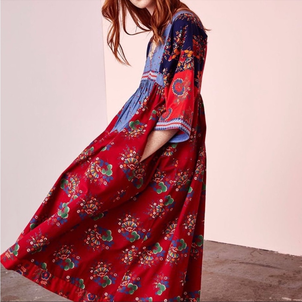 Ulla Johnson Milena Embroidered Patchwork Midi Dr… - image 5